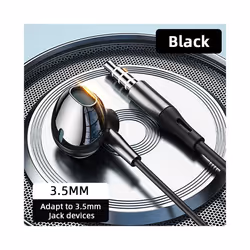 Type-C Wired Headphones For Samsung Galaxy S24 S23 S22 S21 Ultra 3.5MM - Black 3.5MM Earphone
