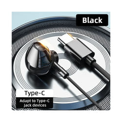 Type-C Wired Headphones For Samsung Galaxy S24 S23 S22 S21 Ultra 3.5MM - Black USB C Earphone