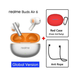 Global Version realme buds Air 6 TWS Earphone Hi-Res LHDC 5.0 Active Noise - Silver GL n red