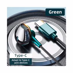 For Samsung Headphones HiFi Bass Stereo Volume Control With Mic USB Type - Green Type C