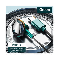 For Samsung Headphones HiFi Bass Stereo Volume Control With Mic USB Type - Green Type C