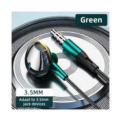 For Samsung Headphones HiFi Bass Stereo Volume Control With Mic USB Type - Green 3.5mm