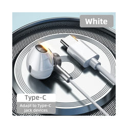 For Samsung Headphones HiFi Bass Stereo Volume Control With Mic USB Type - White Type C