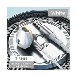 For Samsung Headphones HiFi Bass Stereo Volume Control With Mic USB Type - White 3.5mm