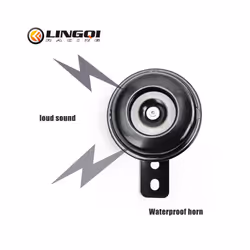LING QI 12V 1.5A 105dB Metal Electric Loud Horn Speaker Trumpet Black