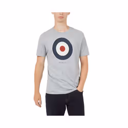 BEN SHERMAN Mens T Shirt Target Logo Summer Cotton - Grey, S