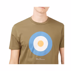 BEN SHERMAN Mens T Shirt Target Logo Summer Cotton - Olive, S