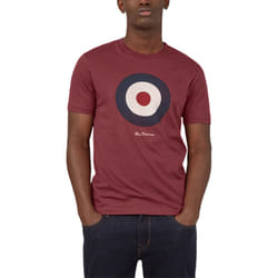 BEN SHERMAN Mens T Shirt Target Logo Summer Cotton - Burgundy and Navy, XS