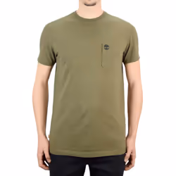 TIMBERLAND Mens T Shirts Casual Summer Cotton Top - Olive, S