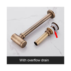 Bathroom Brass Round Bottle P Trap, Lavatory Adjustable Basin Waste Drain - With Overflow Drain