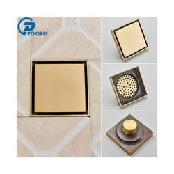 Brushed Gold Shower Drain Bathroom Floor Drain Tile Insert Square Anti-odor - Brushed Gold