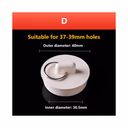 Drain Stopper Rubber Plug Replacement For Bathtub Kitchen Sink Bathroom - Rubber White D