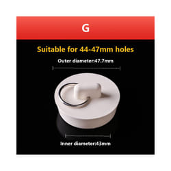 Drain Stopper Rubber Plug Replacement For Bathtub Kitchen Sink Bathroom - Rubber White G