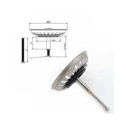 1pc 82mm Stainless Steel Strainer Kitchen Sink Strainer Waste Plug Adjustable - adjust 50mm
