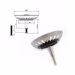 1pc 82mm Stainless Steel Strainer Kitchen Sink Strainer Waste Plug Adjustable - adjust 30mm
