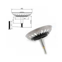 1pc 82mm Stainless Steel Strainer Kitchen Sink Strainer Waste Plug Adjustable - adjust 30mm