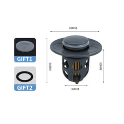 Bathroom Sink Drains Stainless Steel Pop-Up Bounce Core Basin Drain Filter - 2PCS, BLACK