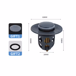 Bathroom Sink Drains Stainless Steel Pop-Up Bounce Core Basin Drain Filter - 1PCS, BLACK