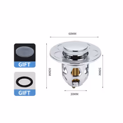 Bathroom Sink Drains Stainless Steel Pop-Up Bounce Core Basin Drain Filter - 1PCS, BLACK