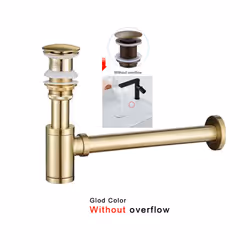 Bathroom 1 1/4&quot; Bottle P-Trap Waste Pipe Tube Adjustable Height with - Glod WO overflow