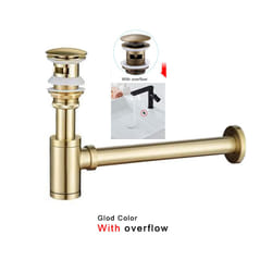 Bathroom 1 1/4&quot; Bottle P-Trap Waste Pipe Tube Adjustable Height with - Glod W overflow