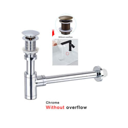 Bathroom 1 1/4&quot; Bottle P-Trap Waste Pipe Tube Adjustable Height with - Chrome WO overflow
