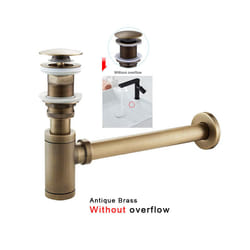 Bathroom 1 1/4&quot; Bottle P-Trap Waste Pipe Tube Adjustable Height with - Antique WO overflow