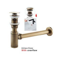 Bathroom 1 1/4&quot; Bottle P-Trap Waste Pipe Tube Adjustable Height with - Antique W oveflow