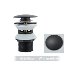 Gold Pop Up Drain Button Bathroom Sink Plug Drainer Siphon Waste Stopper - Matte Black A