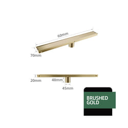Bathroom Floor Drain Invisible Brushed Gold Shower Drain Strainer Anti-odor - Brushed gold 600mm