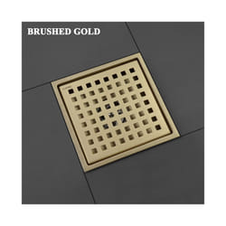 304 Stainless Steel 150MM*150MM Shower Room Floor Drain Filter Square - Brushed Gold