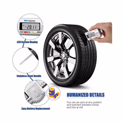 Digital Car Tyre Tire Tread Depth Gauge Meter Measuring Tools Tire Wear - Black