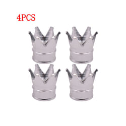 4Pcs Crown Wheel Tire Valve Caps for Car Motorcycle Dustproof Valve Caps - 4PCS White