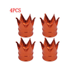 4Pcs Crown Wheel Tire Valve Caps for Car Motorcycle Dustproof Valve Caps - 4PCS Orange