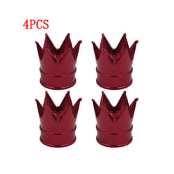 4Pcs Crown Wheel Tire Valve Caps for Car Motorcycle Dustproof Valve Caps - 4PCS Red