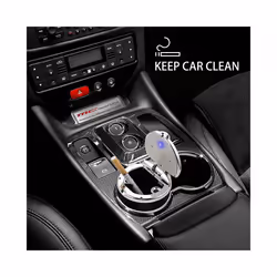 Car Clamshell Ashtray with LED Light Universal Vehicle Inside Cigarette - Gold
