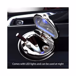 Car Clamshell Ashtray with LED Light Universal Vehicle Inside Cigarette - Brown