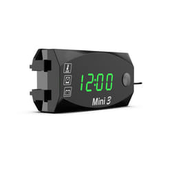 3 In 1 Motorcycle Electronic Clock Thermometer Voltmeter 12v Ip67 Waterproof - Green