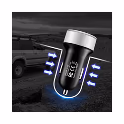 36W Car Charger For Cigarette Lighter USB Charger 2 Port LCD Display Adapter - Red