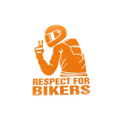 1pc 15x11cm Respect Biker Sticker For On Car Motorcycle Vinyl 3d Stickers - orange