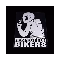 1pc 15x11cm Respect Biker Sticker For On Car Motorcycle Vinyl 3d Stickers - white