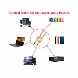 2m Nylon Jack Aux Cable 3.5 Mm To 3.5mm Audio Cable Male To Male Plug - golden