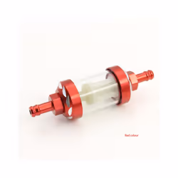 8mm  Aluminum Alloy CNC Glass Motorcycle Gas Fuel Gasoline Oil Filter - Red