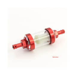 8mm  Aluminum Alloy CNC Glass Motorcycle Gas Fuel Gasoline Oil Filter - Red
