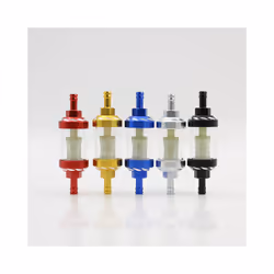 8mm  Aluminum Alloy CNC Glass Motorcycle Gas Fuel Gasoline Oil Filter - Silver
