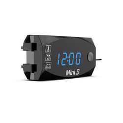 Universal 3 In 1 Motorcycle Electronic Clock Thermometer Voltmeter 12V - Blue