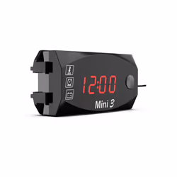 Universal 3 In 1 Motorcycle Electronic Clock Thermometer Voltmeter 12V - Red