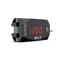 Universal 3 In 1 Motorcycle Electronic Clock Thermometer Voltmeter 12V - Red