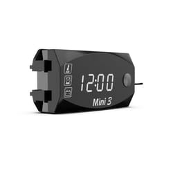 Universal 3 In 1 Motorcycle Electronic Clock Thermometer Voltmeter 12V - White