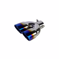 63mm Double Outlet Stainless Steel Chrome Car Muffler Exhaust Pipe Tip - Blue Z
